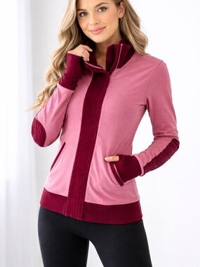 Lululemon Slalom Pink Quilted Corduroy Patchwork Zip Front Jacket Pockets 8